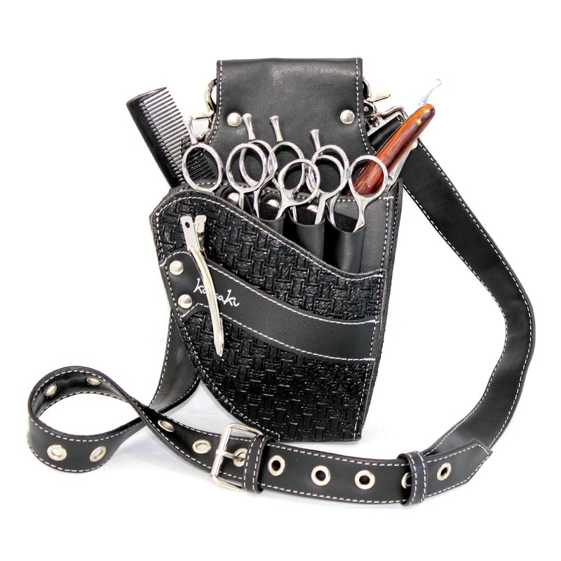 Hairdressing Scissor Pouch by Kassaki Black Check Tool Belt Bag