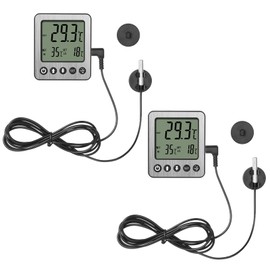 2 pcs Refrigerator Thermometer Freezer Alarm Digital Freezer Thermometer Fridge Thermometer with Extra Sensor high and Low Temperature Alarm (2, Black, ZZ10)