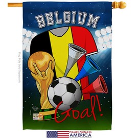 Ornament Collection FK192088-P3 World Cup Belgium Soccer Interests Sports Impressions Decorative Vertical House 28" X 40" Garden 13" 18.5" Flags Kit w/Banner Pole Included Printed in USA