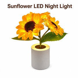 Sunflower LED Night Light with Rechargeable Design – Decorative Flower Table Lamp for Bedroom, Desk and Home Decor