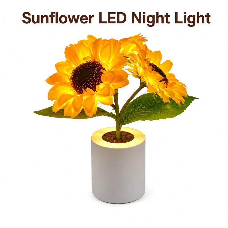 Sunflower LED Night Light with Rechargeable Design – Decorative Flower