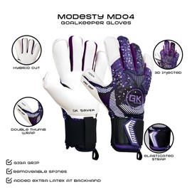 GK Saver Football Goalkeeper Gloves - MODESTY Series | Professional Soccer Goalie Gloves with Anti-Slip Palm and Removable Savefingers | Sizes 6-11 (MD04 NO Savefingers, SIZE 9)