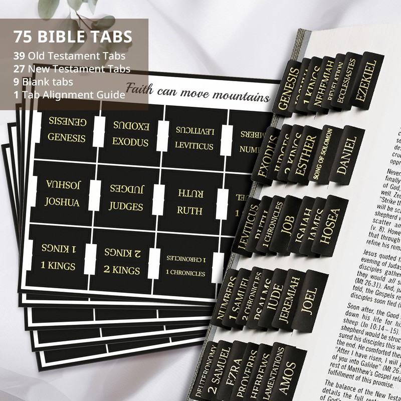 Bible Tabs for Women & Men, Laminated Bible Tabs for