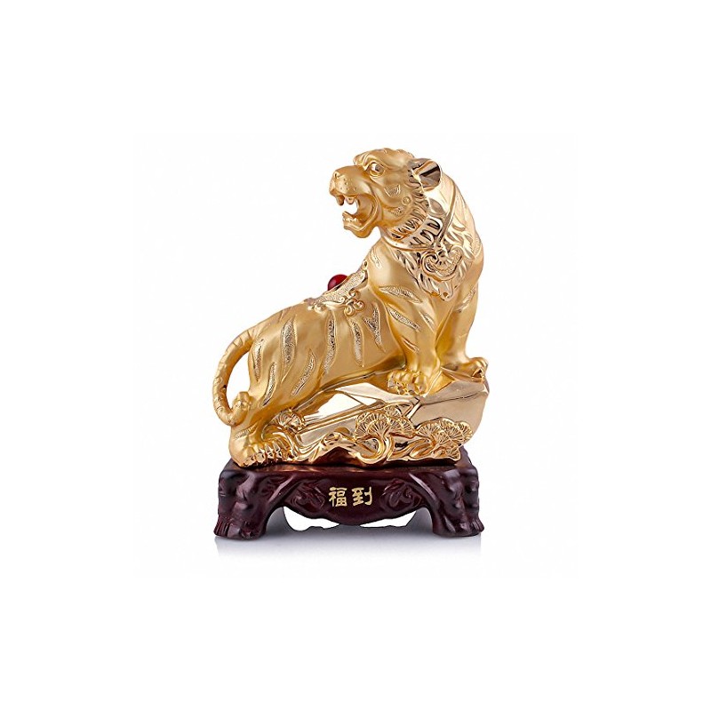 BOYULL Large Size Chinese Zodiac Tiger Golden Resin Collectible Figurines