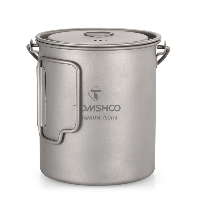 TOMSHOO Ultralight 750ml Titanium Pot Portable Titanium Water Mug Cup