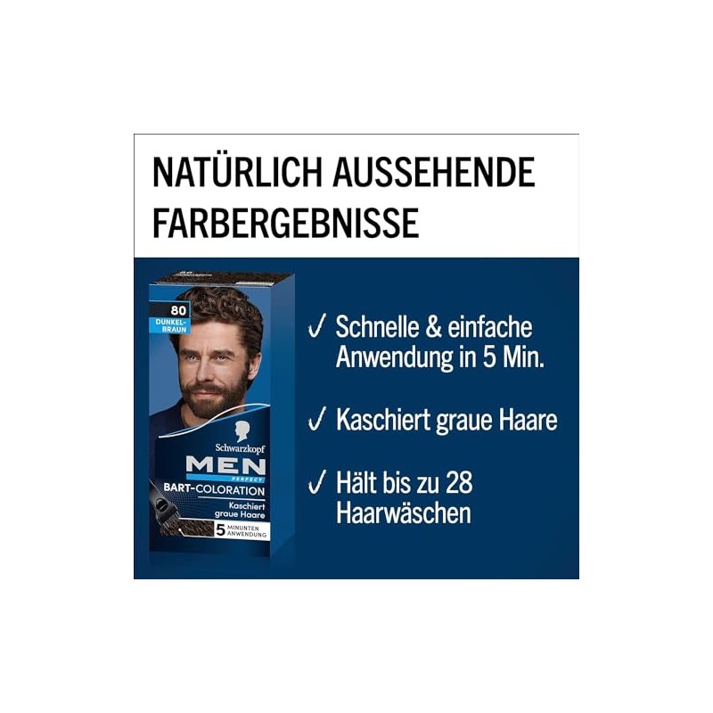 Schwarzkopf Men Perfect Beard Colouration 80 Natural Black/Brown Level 2
