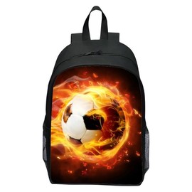 bzjqh Football Backpack, Football School Backpack for Kids & Teens - Lightweight School Bag for Boys & Girls, Soccer Themed Sports Rucksack for Elementary to High School