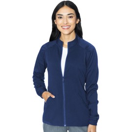 Med Couture Women's Scrub Warm-Up Jacket Raglan with 4 Pockets with Ultra Soft and Durable Fabric - MC7660, L, Navy