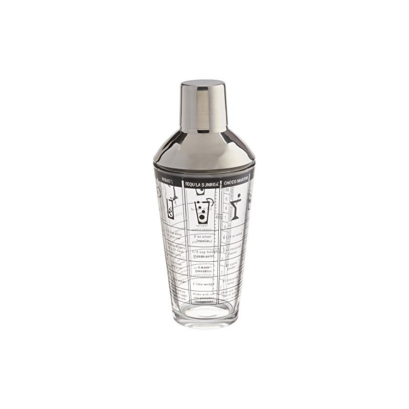 Franmara 8151-BX Recipe Cocktail Shaker, Stainless Steel/Glass
