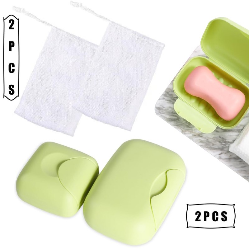 Lowats Portable Soap Container, Pack of 2 Soap Box, Travel