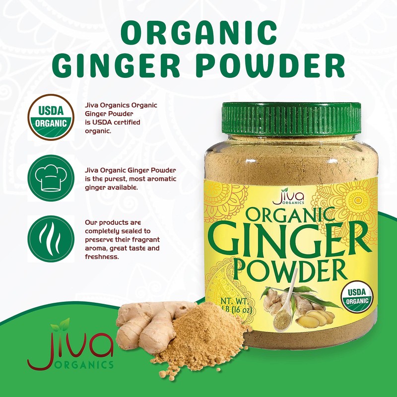Jiva Organics Organic Ginger Root Powder 1 LB Jar -