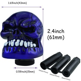 Temzzer Skull Resin Car Gear Shift Lever Handle Heavy Shiny Transmission Gear Shifter Knob for Most Manual Automotive Vehicles (Dark Blue)
