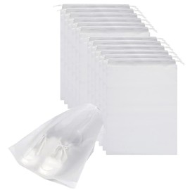 JUSTBOKU Drawstring Cloths, Waterproof, Transparent, Set of 12, Shoe Bag, Shoe Case, Thin, Shoe Bag, Drawstring Bag, Mail Order, Storage, Travel, Hot Springs, Translucent 6 Large 6 Medium 6