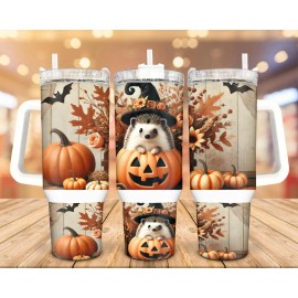 Handmade Autumn Porcupine Stainless Steel Tumbler, 40 Oz