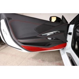 necar2020 Red Carbon Inner Door Anti Kick Panel Trim Accessories For Corvette C8 2020-2024