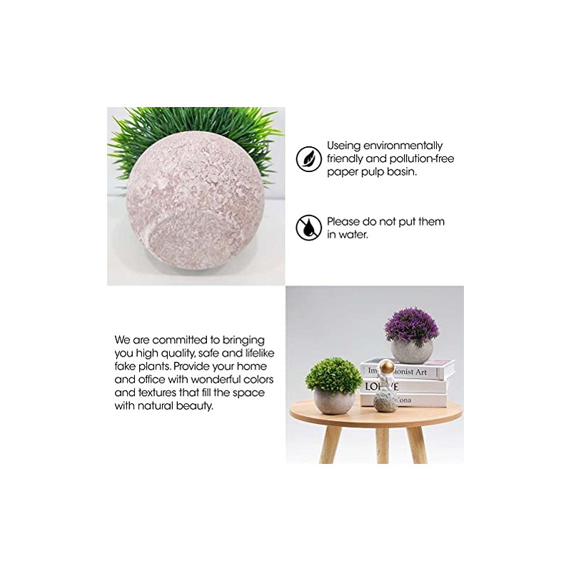4 Macetas de Plantas Artificiales Decorativas Hogar,Pequeños Arbustos Artificiales de