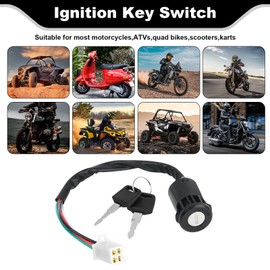 4 Wires with Contact Key and 2 Keys DC 12V 1.5A Max Ignition Replacement Compatible with Chinese Appliances 50cc-250cc Taotao Sunl Motorcycle ATV Dirt Bike Scooter