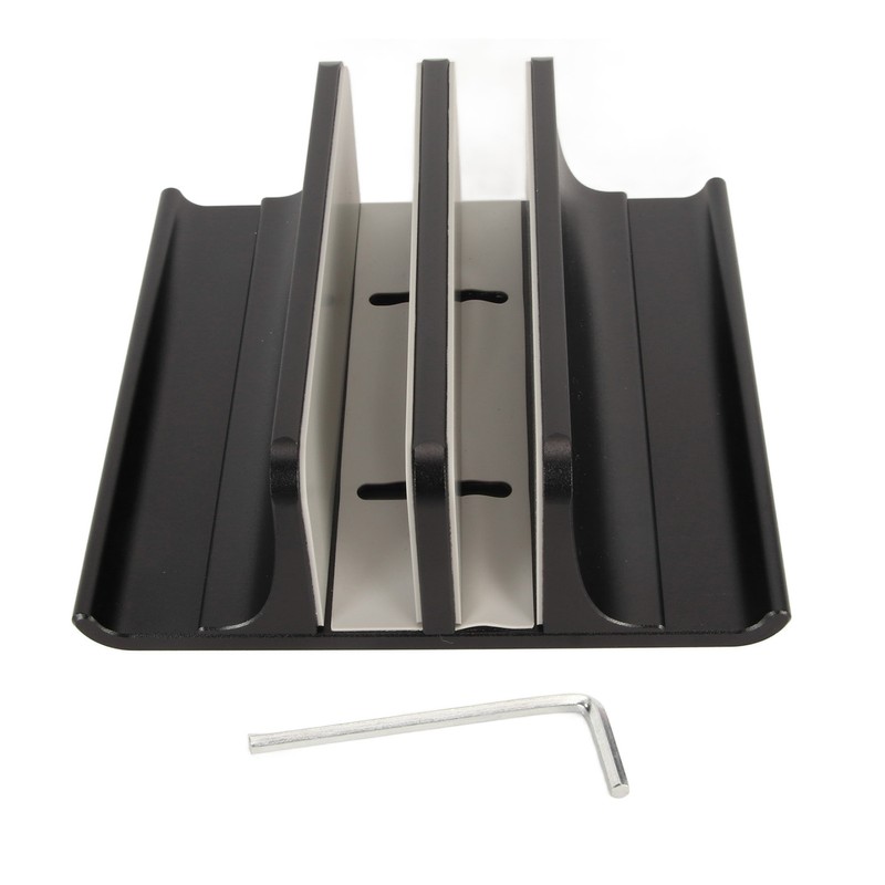 Vertical Laptop Stand 2 Slots Anodized Aluminium Alloy Adjustable Space