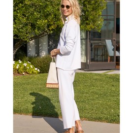 SeeLuNa Lounge Sets for Women 2 Piece Outfits Long Sleeve V Neck Pullover Sweatshirts Wide Leg Pants Travel Tracksuit Set(White,M), Medium