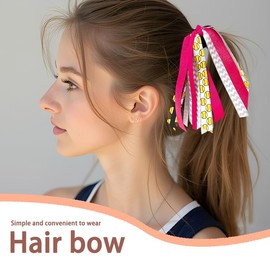 Softball Hair Ties with Ribbons Pink Hair Accessories Softball Ribbon Rubber Band Tassels Ponytail Holders Cheer Bows for Women Softballs Streamers Scrunchie for Cheerleaders