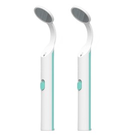 2 Pieces Dental Mirror with Light - LED Lighted Teeth Inspection Mirror, Anti Fog Curve Angle Mouth Mirrors Dentist Oral Assistant Care Tool Accessories (Light Green)