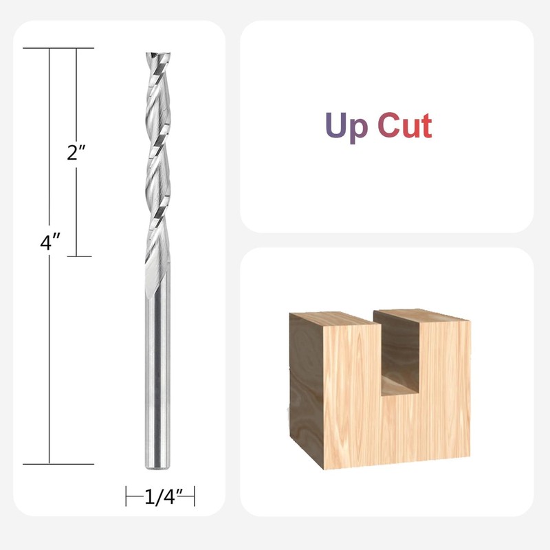 SpeTool 1/4 Inch Shank Up Cut Spiral Router Bit, 2