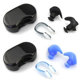 Ohrstöpsel für Schwimmer Erwachsene - 2 𝐏𝐚𝐚𝐫 Wasserdichte Wiederverwendbare Weich Silikon Ohrstöpsel 2 𝐏𝐚𝐚𝐫 Nasenklammer Ohrschutz zum Duschen Schwimmen Surfen Schnorcheln