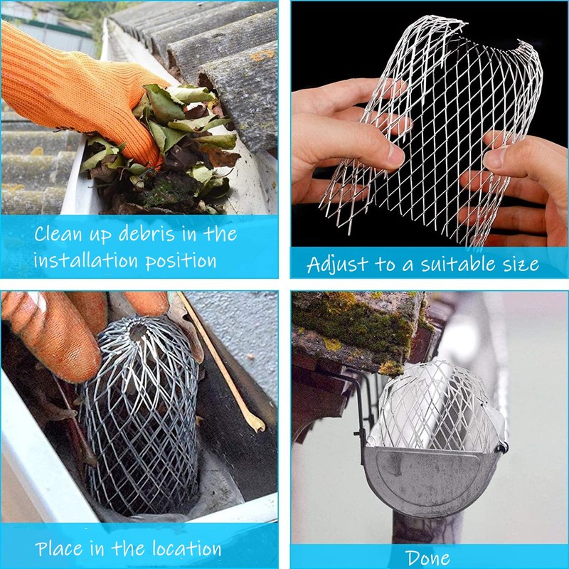 Lyellfe 12 Pack Gutter Strainer, 4 Inch Expandable Gutter Downspout