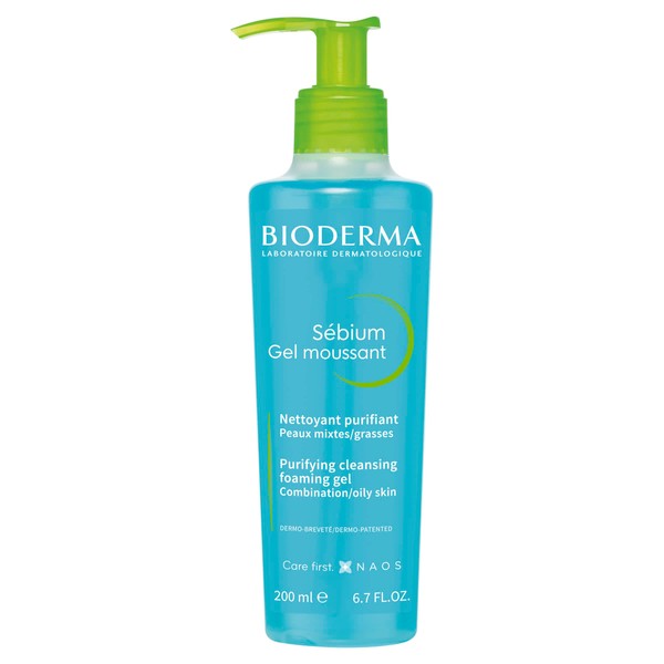 Bioderma Sébium Foaming Gel Pump, Cleansing and MakeUp Removing, Skin Purifying for Combination to Oily Skin, 6.76 Fl Oz