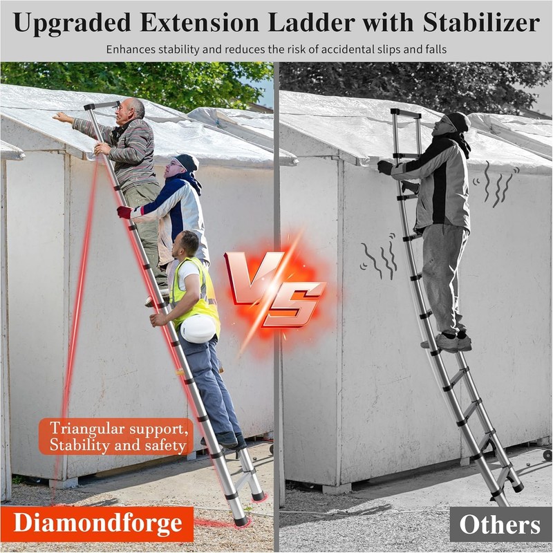 Adjustable Retractable Telescopic Collapsible Telescoping Ladder Extension - 10.5 FT
