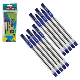 rorito 10 x 0.7mm B Max BLUE Ballpoint Pens Unique Tip Fast Smooth Writing Ink