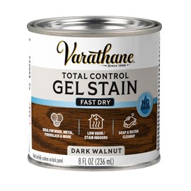 Varathane Total Control Gel Stain | Low Odor Water-Based Formula | Thick Gel Formula for Vertical Surfaces | Ideal for Wood, Metal & Fiberglass | Half Pint | Dark Walnut