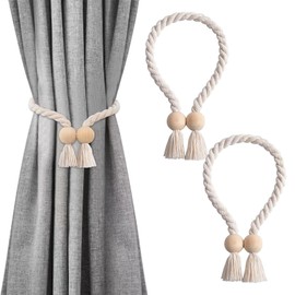 Risipu 2 Pack Wooden Cube Magnetic Curtain Tie Backs, Modern Minimalist Style, Strong Magnet Holdbacks for Thin or Thick Drapes, Home & Office Use (Cube-2 Pack)