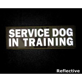 JUJUPUPS 2 Pack Reflective Tactical Dog Patches Service Dog ，in Training,DO NOT PET, Tags with Hook and Loop Patches for Vests and Harnesses (MC, Service Dog in Training)