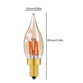YDJoo E12 Candelabra LED Bulbs 2W Dimmable C22T LED Vintage Filament Chandelier Bulbs 2200K Warm Yellow Amber Glass Candle Flame Shape Bent Tip Decorative LED Candle Light Bulbs, 6 Pack