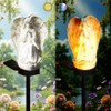 YZYOE Solar Powered White Angels Lights, Garden Decorative Resin Cute