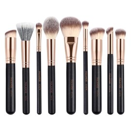 MAANGE 9PCS Brochas de Maquillaje Profesional Set de Brochas para Maquillaje Esenciales Suaves para Base de Maquillaje(Negro)