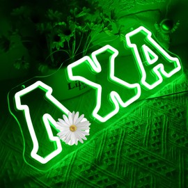 Chi Alpha Fraternity Neon Sign for Wall Decor Dimmable Green Greek Letters LED Light Sign for Club Chi Alpha Fraternity Signs Decor for Dorm Man Cave Party Brotherhood Gifts Size 16.5*5.7in(FMCP101)