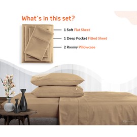 SGI bedding Luxury 4 Piece Alaskan King(108" W x 108" L) Egyptian Cotton Sheet Set - 1000 Thread Count, 18" Inch Deep Pocket Sateen Weave, Long Staple, Breathable, Soft and Premium Cotton - Taupe
