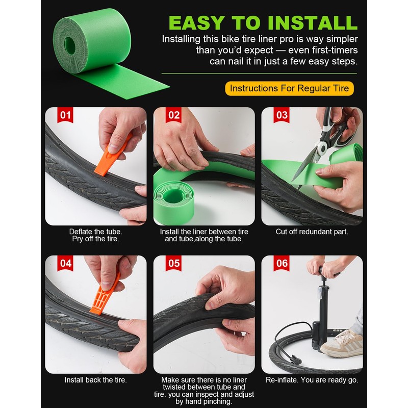 Julai Bike Tyre Liners Pro, Bicycle Inner Tube Protector, Fits