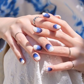 Edge U Shop Gel Ocean Blue Nail Tips 16pcs / 엣지유 샵젤 오션블루 네일팁 16pcs