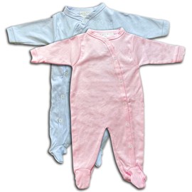 Fuzzy Cactus Blue and Pink Baby Grow Sleepsuits Set for Boy or Girl Hospital Bag - 0-3 Months