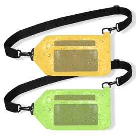YOUNG WIND Waterproof Waist Bag[2Pack] Waterproof Rating IPX6 to Keep Belonging Dry,Touchable Waterproof Pouch Bag Case Adjustable Waist Strap,Waterproof Bags for Swimming,Beach,Padding-Green+Yellow