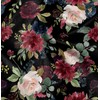 Soimoi Black Viscose Chiffon Fabric Leaves & Peony Floral Print
