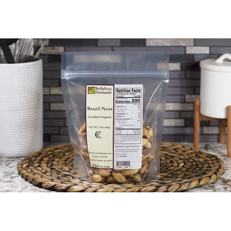 Bella Viva Orchards Organic Brazil Nuts, 1 lb of Organic