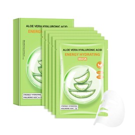 Aloe Vera Hydrating Face Masks, Moisturizing Facial Sheet Mask for Dry, Oily, Sensitive Skin, Aloe Facial Skincare Sheet For Moisturizing, Soothing, Calming, Face Mask for Women Skin Care 5-Pack