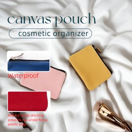 Chinshwehaw 6 Pack Waterproof Canvas Makeup Bags Reusable Organizer for Jewelry, Cash, Makeup – Durable Canvas Cosmetic Pouches with Zipper Closure, Travel Friendly Compact Design (Assorted Colors)