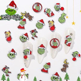 20Pcs Christmas Nail Charms, Cute Alloy 3D Gems Design Metal Nail Art Supplies, Winter Nail Decor DIY Christmas Nail Decoration Accessories for Women