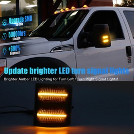 LUDARM LED Mirror Turn Signal Lights Compatible with 2008-2016 F250 F350 F450 F550 Super Duty | Switchback Yellow/Amber DRL Parking Lights | Amber Side Mirror Blinkers | Smoke Lens (2-Pack)