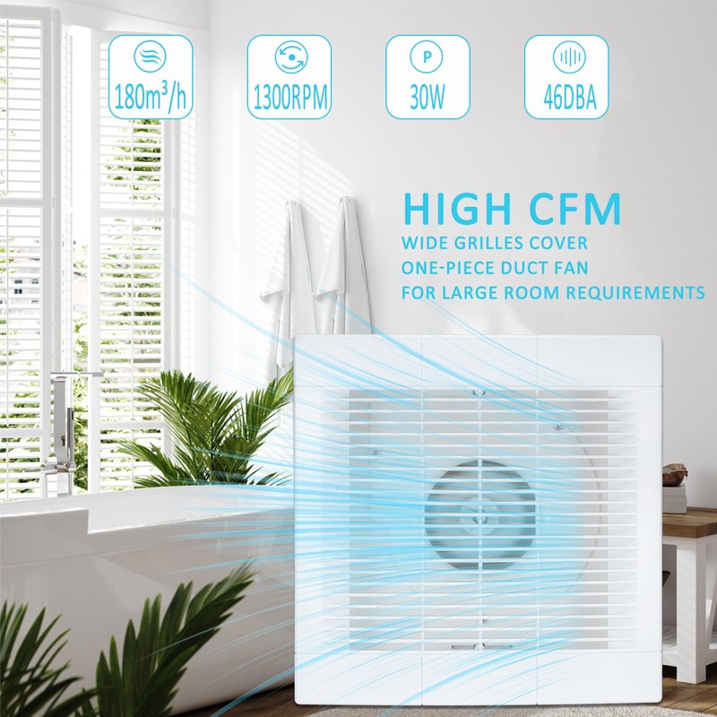 Hose Vary Lightweight Bathroom Fan for Ceiling, 110CFM Ductless Bathroom